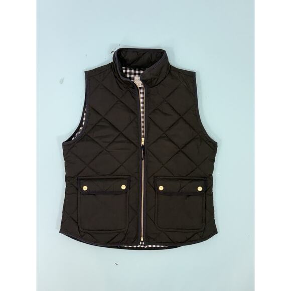 J.CREW Womens Quilted Down Puffer Vest Size M Insulated Goose Fill Equestrian - Picture 1 of 8